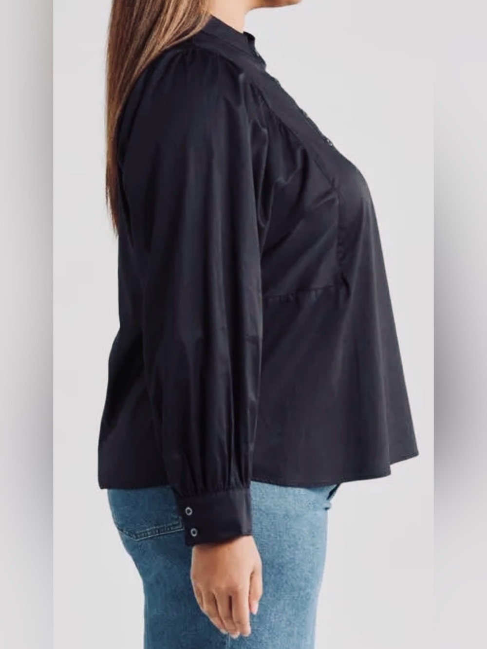 NWT Harshman Barbera Cotton Sateen
Blouse Top Black Size 1X Blouson Sleeve - Picture 4 of 15